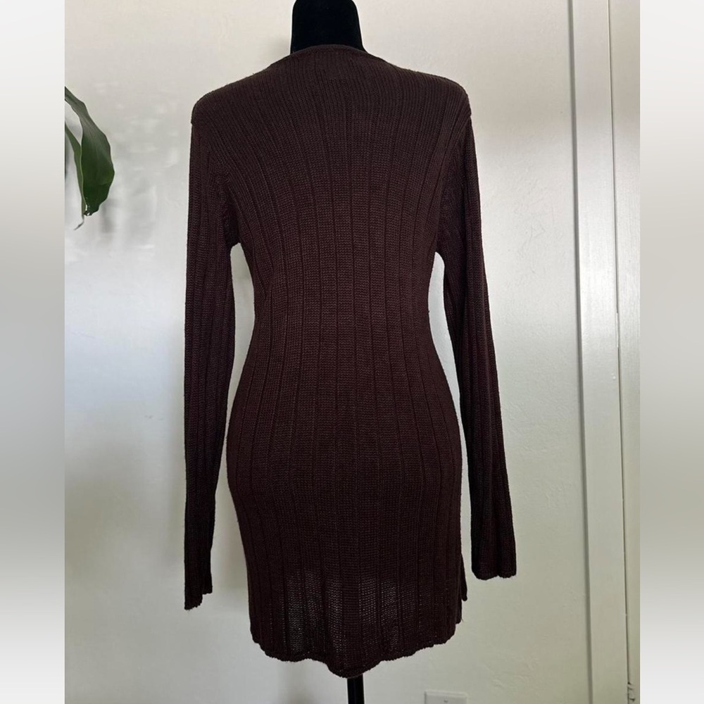Jennifer Moore Knit Chocolate Brown Long Sleeve Dress - Picture 2 of 6